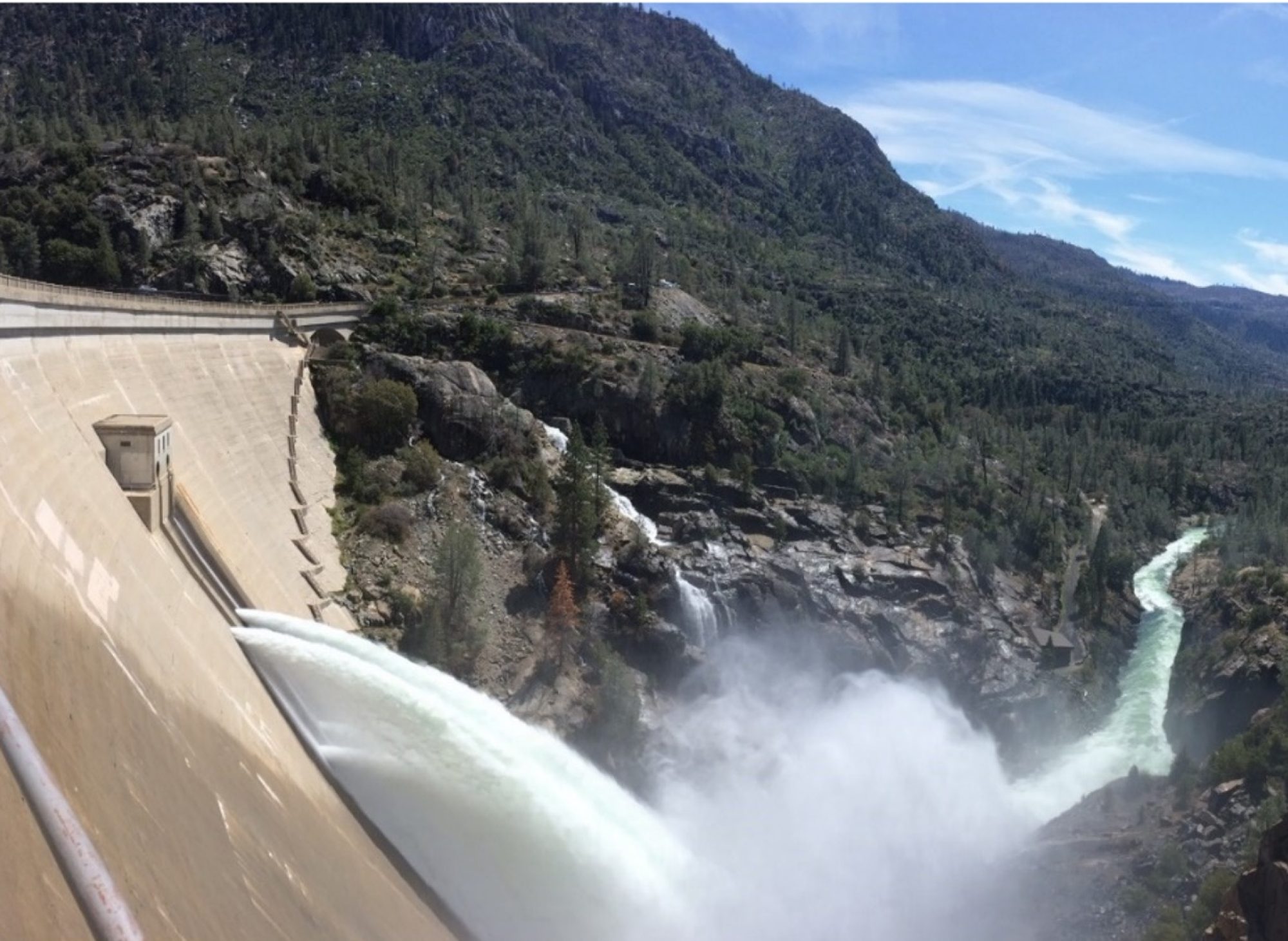 Upper Tuolumne River ecosystem landscape showing dam and canyon
